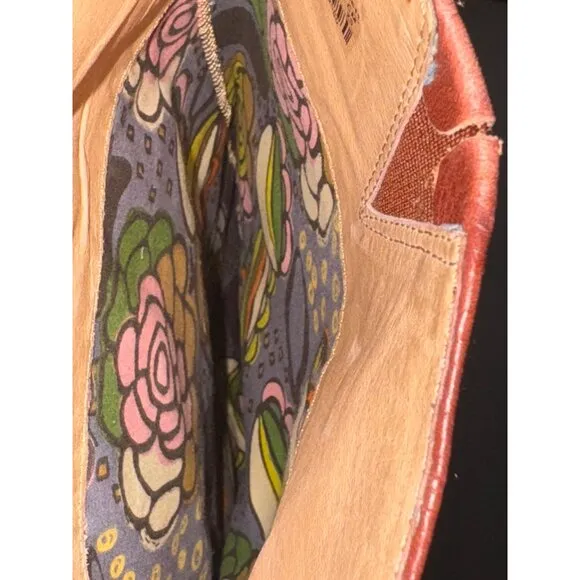 Fossil Womens Leather Western-Style Boots Size 8.5 With Colorful Lining