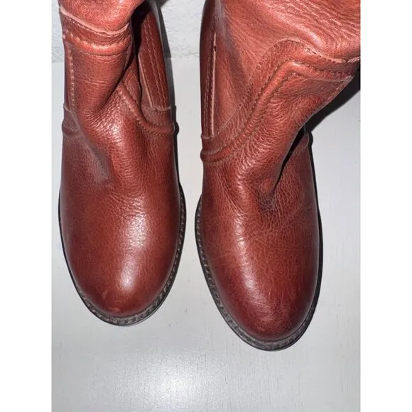 Fossil Womens Leather Western-Style Boots Size 8.5 With Colorful Lining