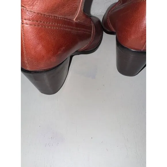 Fossil Womens Leather Western-Style Boots Size 8.5 With Colorful Lining