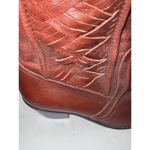 Fossil Womens Leather Western-Style Boots Size 8.5 With Colorful Lining