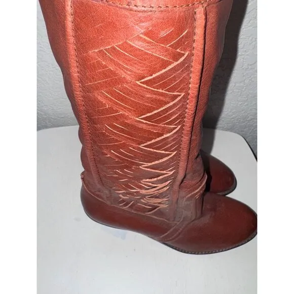 Fossil Womens Leather Western-Style Boots Size 8.5 With Colorful Lining