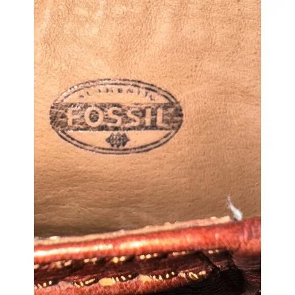 Fossil Womens Leather Western-Style Boots Size 8.5 With Colorful Lining
