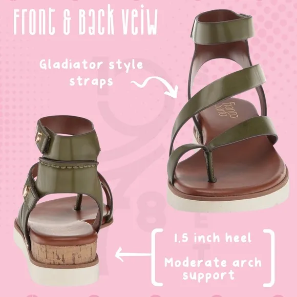 Franco Sarto | Daven Gladiator Sandals | Olive Green | Woman’s 9.5