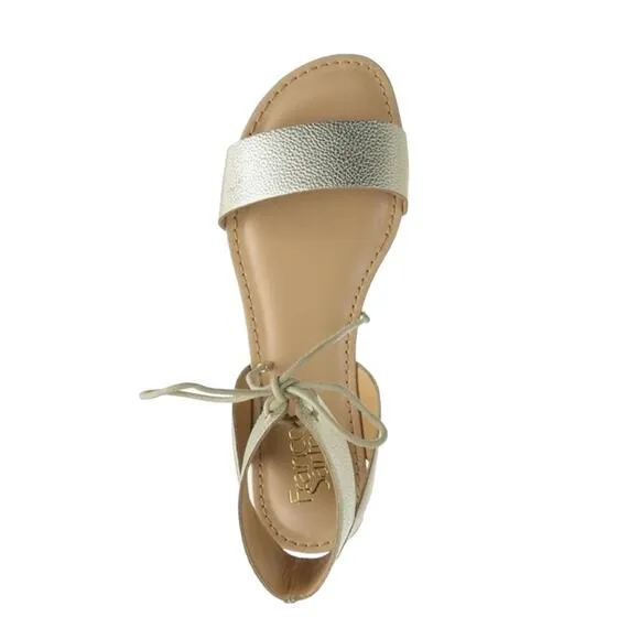 Franco Sarto Women's Glenys Lace Up Ankle Strap Flat Sandals Gold Size 6 1/2