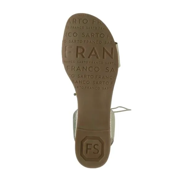 Franco Sarto Women's Glenys Lace Up Ankle Strap Flat Sandals Gold Size 6 1/2