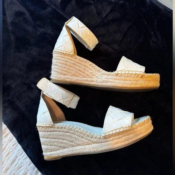 Franco Sorto white espadrille wedge Sandals
