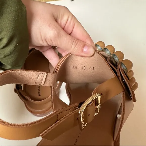 FRAU Leather Slingback Sandals Made in Italy Size 41 US 9
