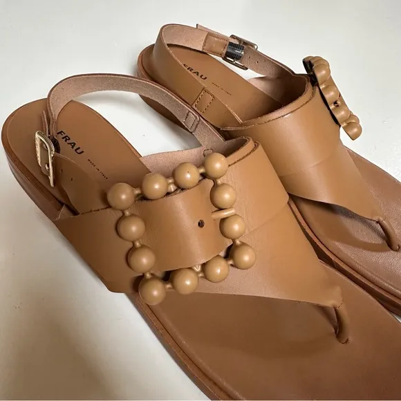 FRAU Leather Slingback Sandals Made in Italy Size 41 US 9