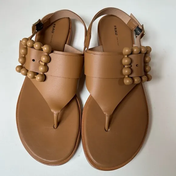 FRAU Leather Slingback Sandals Made in Italy Size 41 US 9