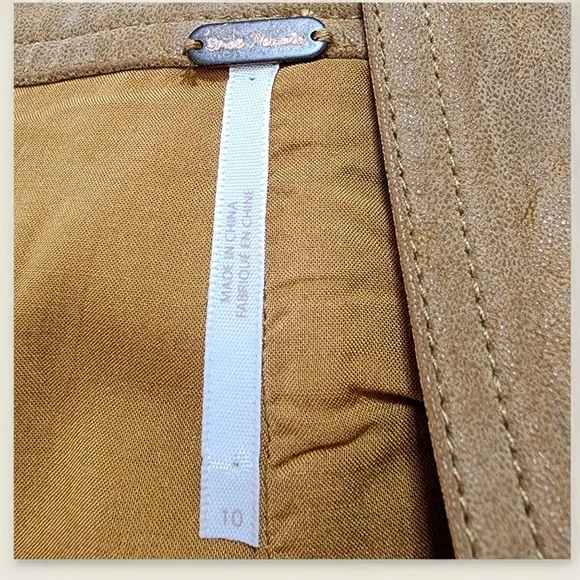 Free People Ari Wrap Faux Leather Mini Skirt – Size 10 – Camel Tan