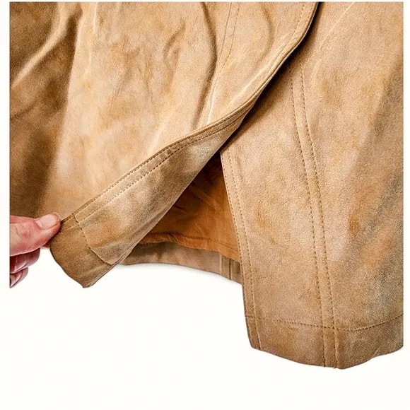 Free People Ari Wrap Faux Leather Mini Skirt – Size 10 – Camel Tan