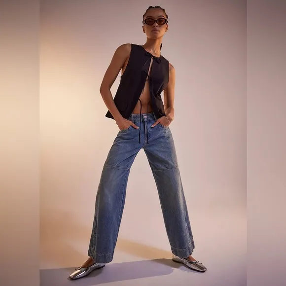 Free People Benji Relaxed Wide Leg in Salt Of The Earth 29