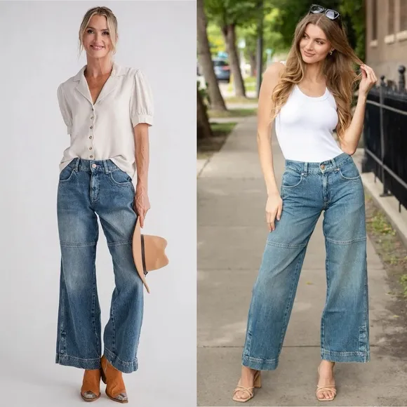 Free People Benji Relaxed Wide Leg in Salt Of The Earth 29