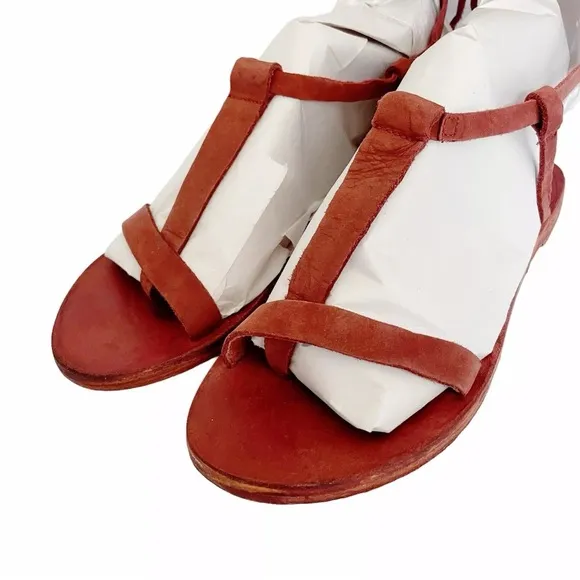 Free People Dahlia Tall Lace-Up Gladiator Sandals Terracotta Red Suede 37 US 6.5