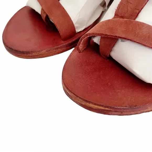 Free People Dahlia Tall Lace-Up Gladiator Sandals Terracotta Red Suede 37 US 6.5