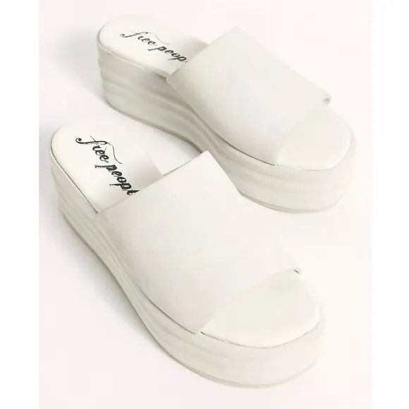 Free People Harbor Flatform Sandals In Optic White Size 9.5 New