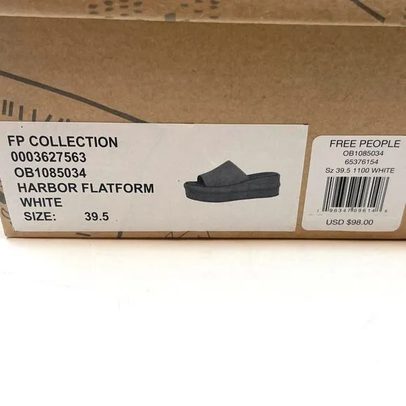 Free People Harbor Flatform Sandals In Optic White Size 9.5 New