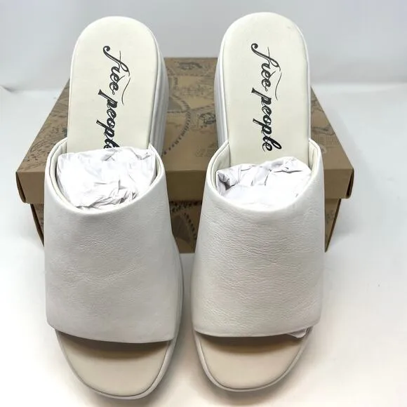 Free People Harbor Flatform Sandals In Optic White Size 9.5 New