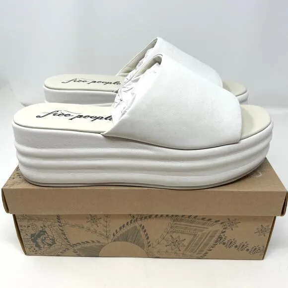 Free People Harbor Flatform Sandals In Optic White Size 9.5 New