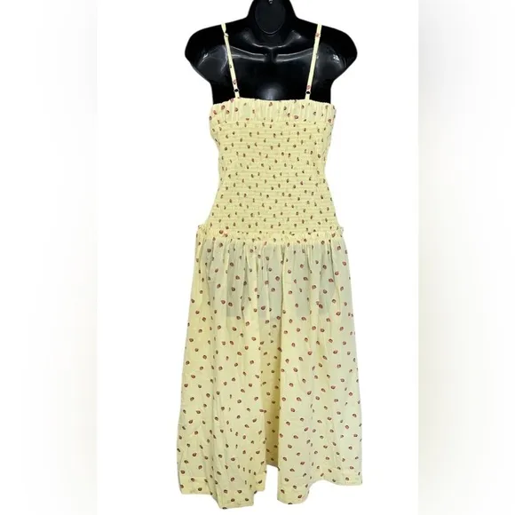 Free People Lavender Daze Midi Dress Strawberry Lemon Combo NWOT! SZ S