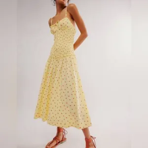 Free People Lavender Daze Midi Dress Strawberry Lemon Combo NWOT! SZ S