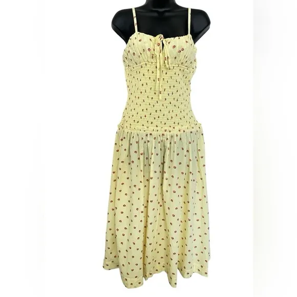 Free People Lavender Daze Midi Dress Strawberry Lemon Combo NWOT! SZ S
