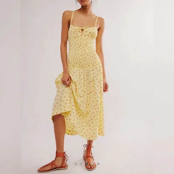 Free People Lavender Daze Midi Dress Strawberry Lemon Combo NWOT! SZ S
