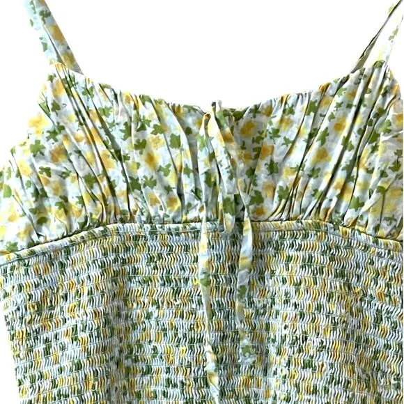 Free People Lavender Daze Smocked Midi Dress in Green Combo Size Large NEW