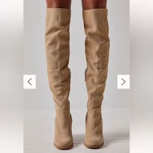 Free People Logan Over-The-Knee Light Brown Tan Suede Boots US 9