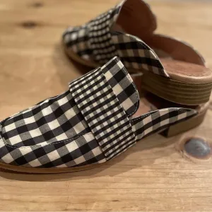 Free People Made in Spain textile check Gingham at Ease mules loafers 7.5