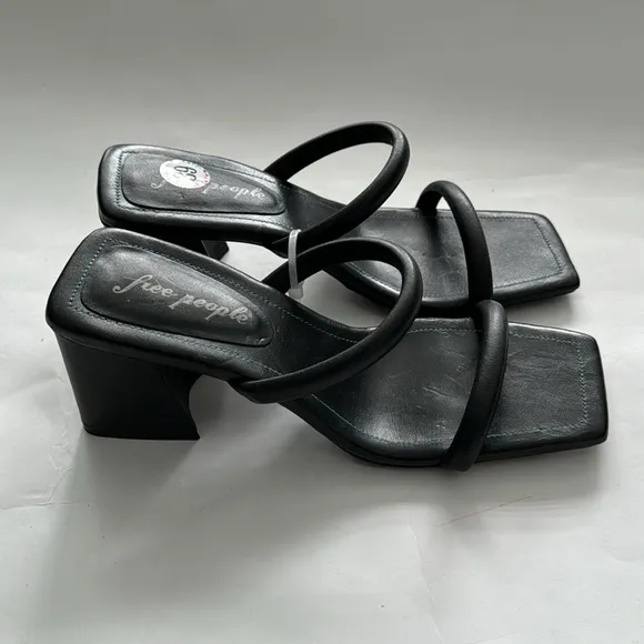 Free People NWP Parker Double Strap Heels Sandals in Black, size 40