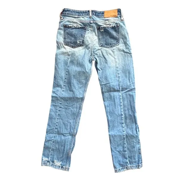 Free People Patchwork Distressed Jeans | Size 26 | Boho Festival Denim
