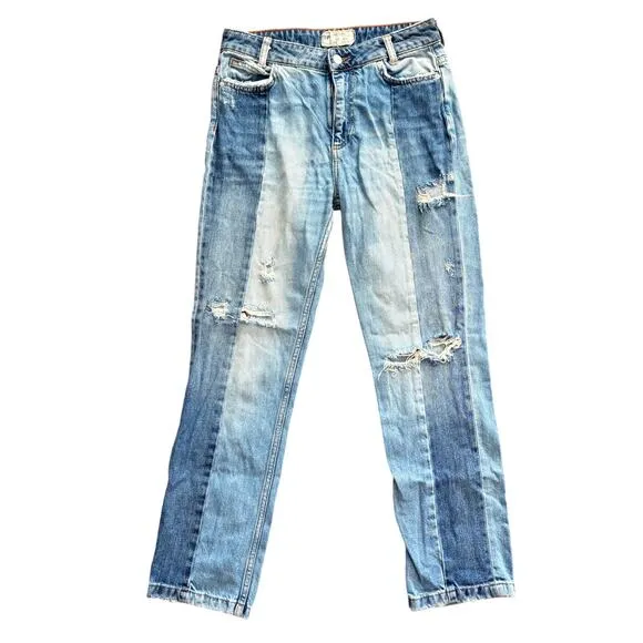 Free People Patchwork Distressed Jeans | Size 26 | Boho Festival Denim