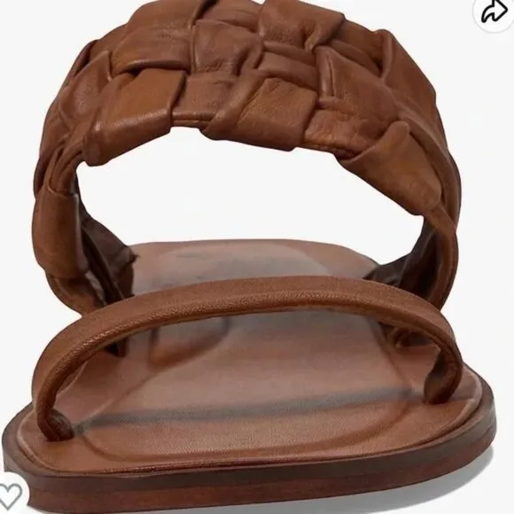 Free People Winding River Braided Strap Leather Slide Sandals Tan Size 7 NWT