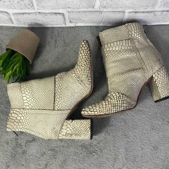 Freebird by Steven Joey White Snake Print Leather Boots Size 8