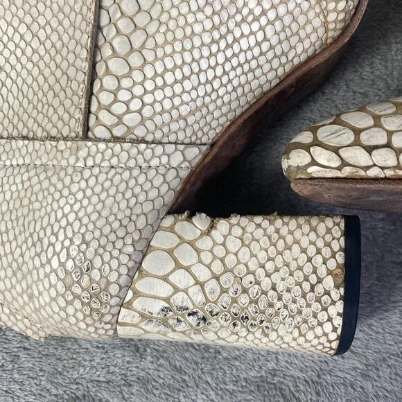 Freebird by Steven Joey White Snake Print Leather Boots Size 8