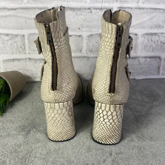 Freebird by Steven Joey White Snake Print Leather Boots Size 8