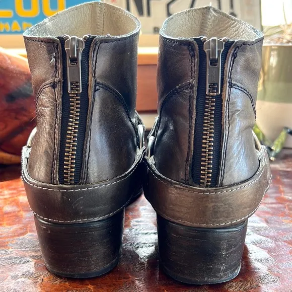 FREEBIRD BY STEVEN SANTIAGO LEATHER LOW BOOTS 🥾 BOOTIES BROWN SIZE 7