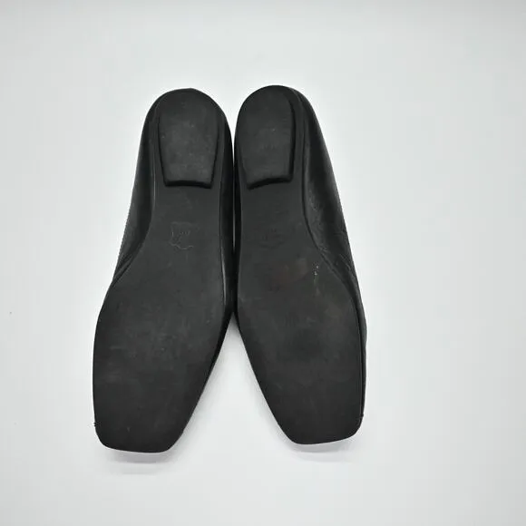FRENCH SOLE Flats Womens Sz 6.5B Black Leather Gold Zip Ballet Slip On Shoe FSNY