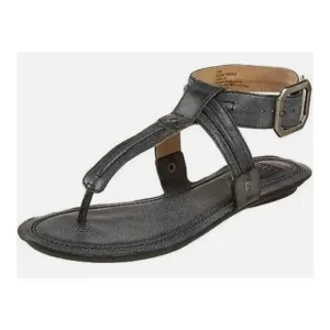 FRYE Alessia Trapunto Charcoal Gray Leather  Sandals