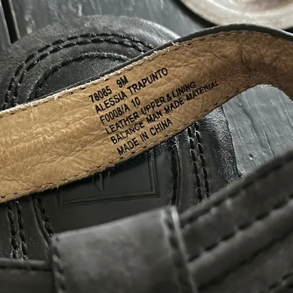 FRYE Alessia Trapunto Charcoal Gray Leather  Sandals