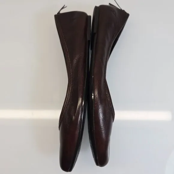 Frye Ballet Flats Shoes Women Size 8.5 Regina Brown Leather Pointed Toe Slip‎ On