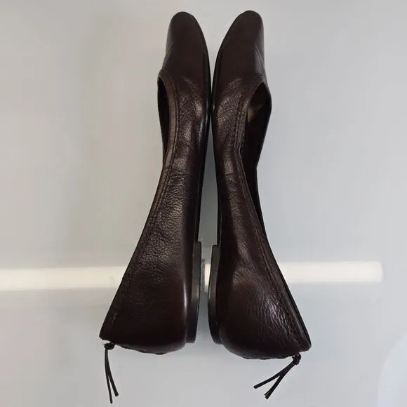 Frye Ballet Flats Shoes Women Size 8.5 Regina Brown Leather Pointed Toe Slip‎ On