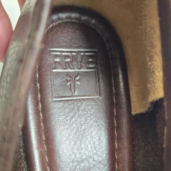 Frye Ballet Flats Shoes Women Size 8.5 Regina Brown Leather Pointed Toe Slip‎ On