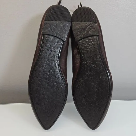 Frye Ballet Flats Shoes Women Size 8.5 Regina Brown Leather Pointed Toe Slip‎ On