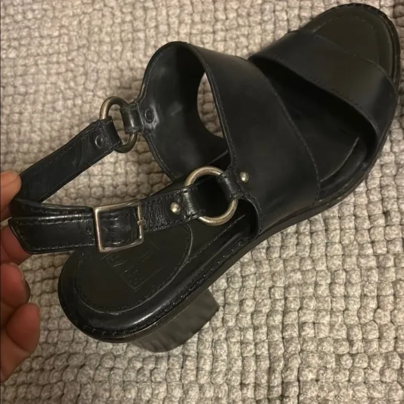 Frye Black Sandals with Slingback Design