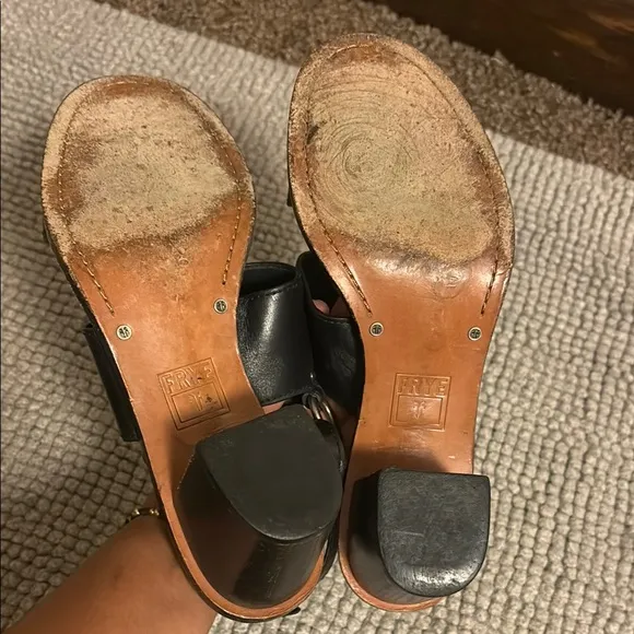 Frye Black Sandals with Slingback Design