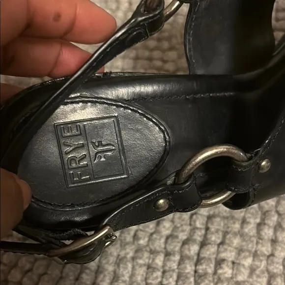 Frye Black Sandals with Slingback Design