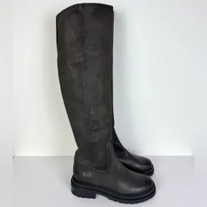 FRYE Dark Brown Over the Knee Leather Lug Sole Boots Size 6 B NEW