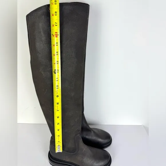 FRYE Dark Brown Over the Knee Leather Lug Sole Boots Size 6 B NEW